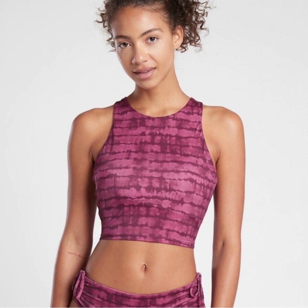 Athleta Conscious Crop Printed Bikini A-C Top.